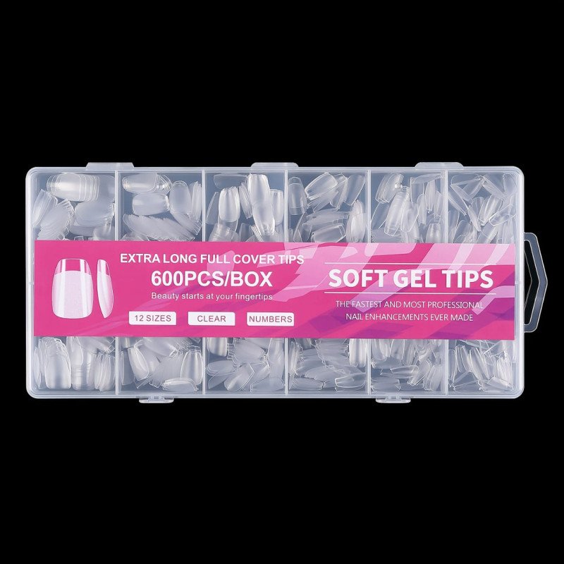 Acrylic Stiletto Soft Gel Tips Seamless Short 600pcs